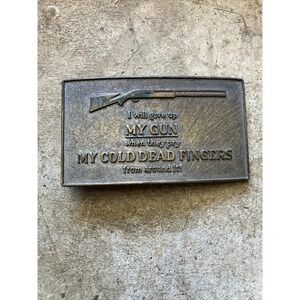 Vtg I Will Give Up My Gun When They Pry My Cold Dead Fingers Belt Buckle
